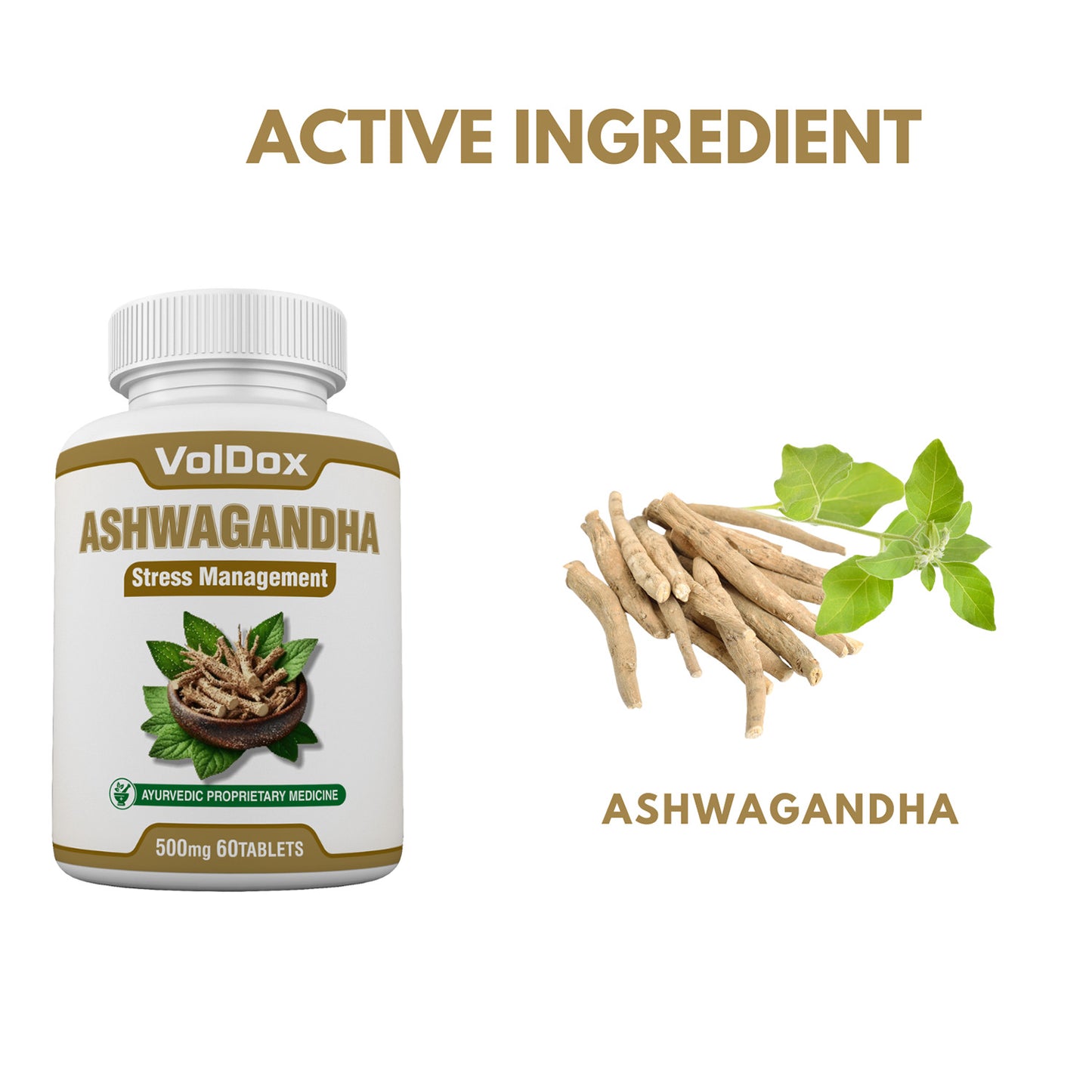Ashwagandha Tablets – (60 Count) Natural Stress Relief | Energy Booster | Sleep Support | Anxiety & Focus Management | Ayurvedic Supplement for Men & Women