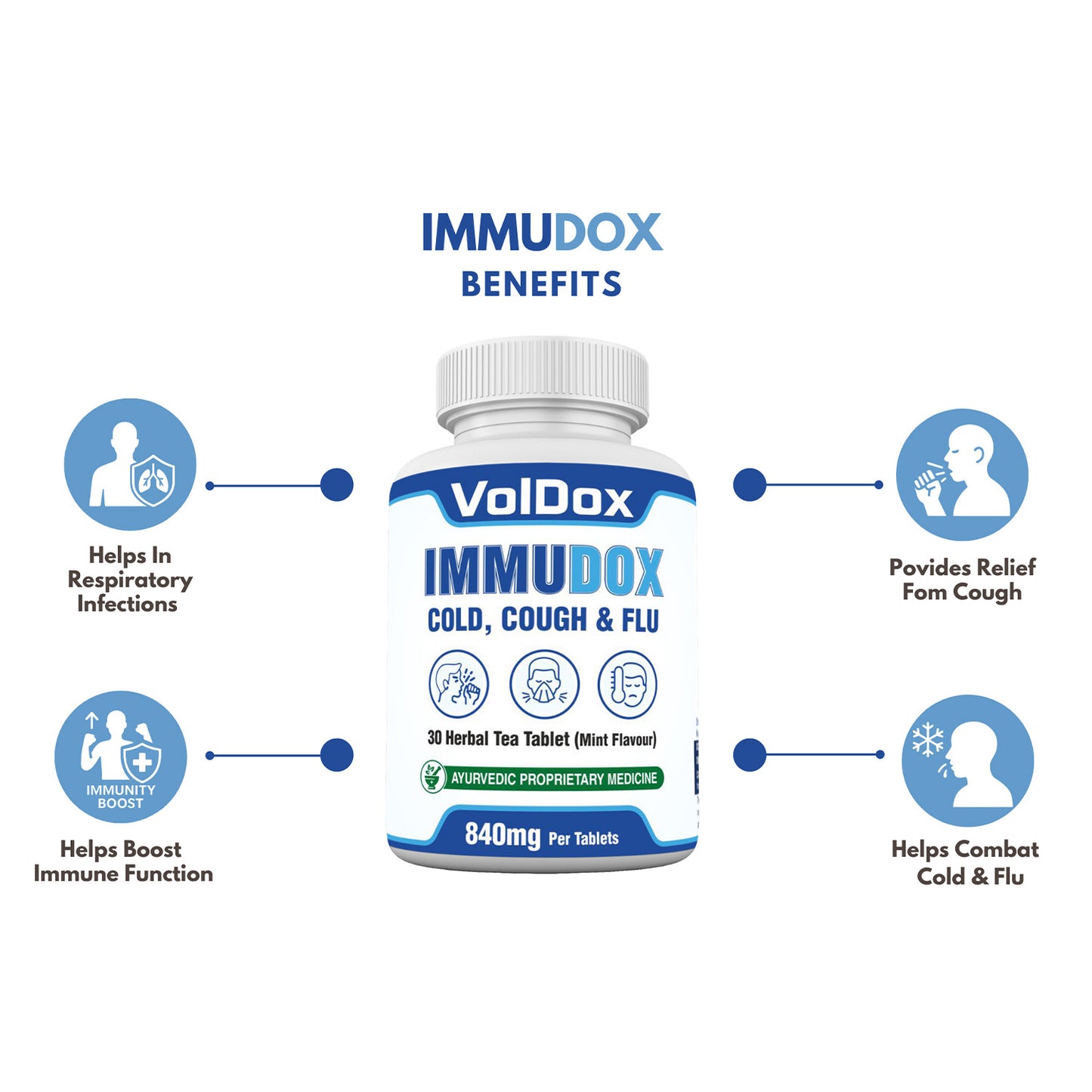Immudox 30 Dissolvable Tablets Cough, Cold, Flu and Respiratory care